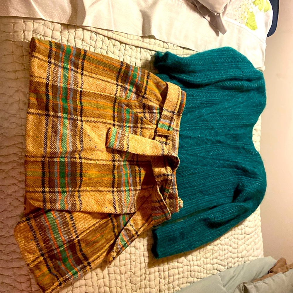 Sézane plaid wrap skirt